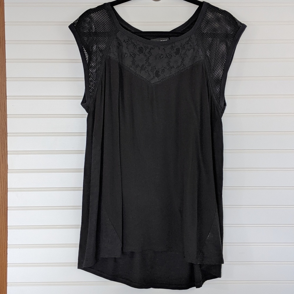 DKNY Mesh Shoulder Sleeveless Flowy Top